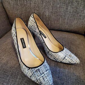 Nine West Women's Black, Silver , White Tweed 7.5M Work Pumps